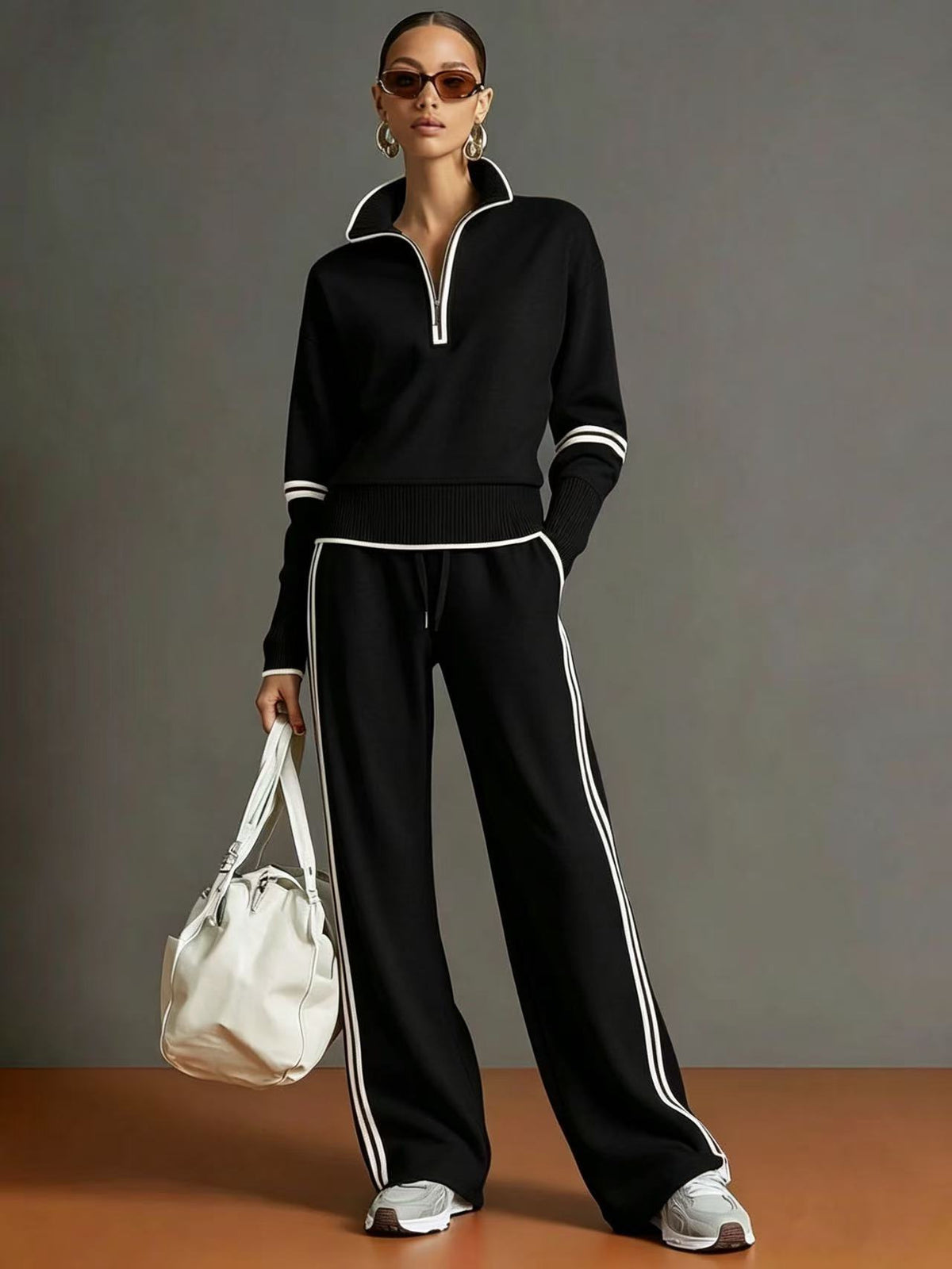 Rhona Half Zip Jumper and Wide Leg Trouser Set