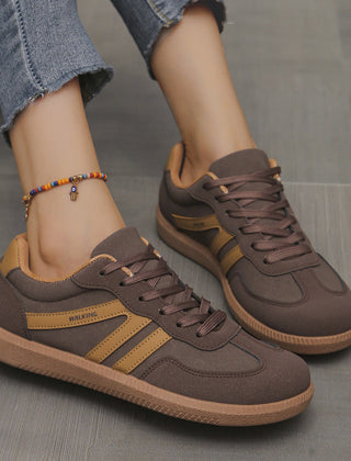Ann Retro Stripe Suede-Look Trainers