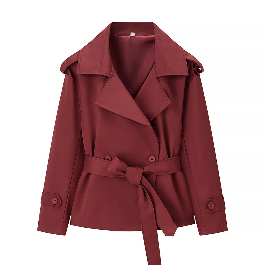 Kim Short Tie Belt Jacket with Wide Lapels