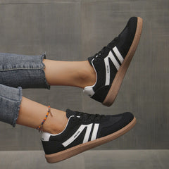 Ann Retro Stripe Suede-Look Trainers