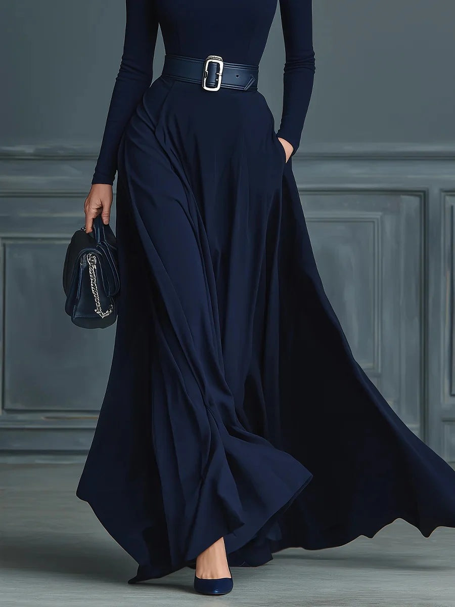 Gaynor | Roll Neck Fitted Waist Maxi Dress