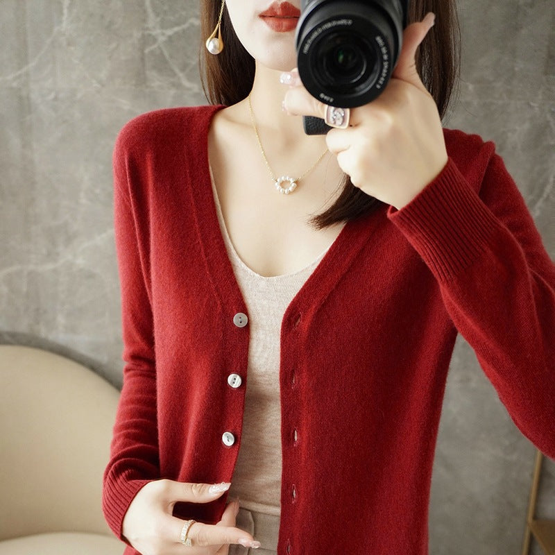 Tanya V-Neck Button Front Fine Knit Cardigan