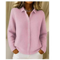 Beryl | Collared Button-Front Ribbed Cardigan
