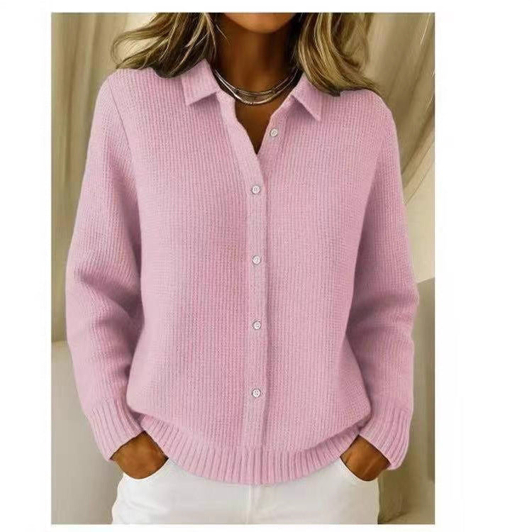 Beryl | Collared Button-Front Ribbed Cardigan