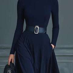Gaynor | Roll Neck Fitted Waist Maxi Dress
