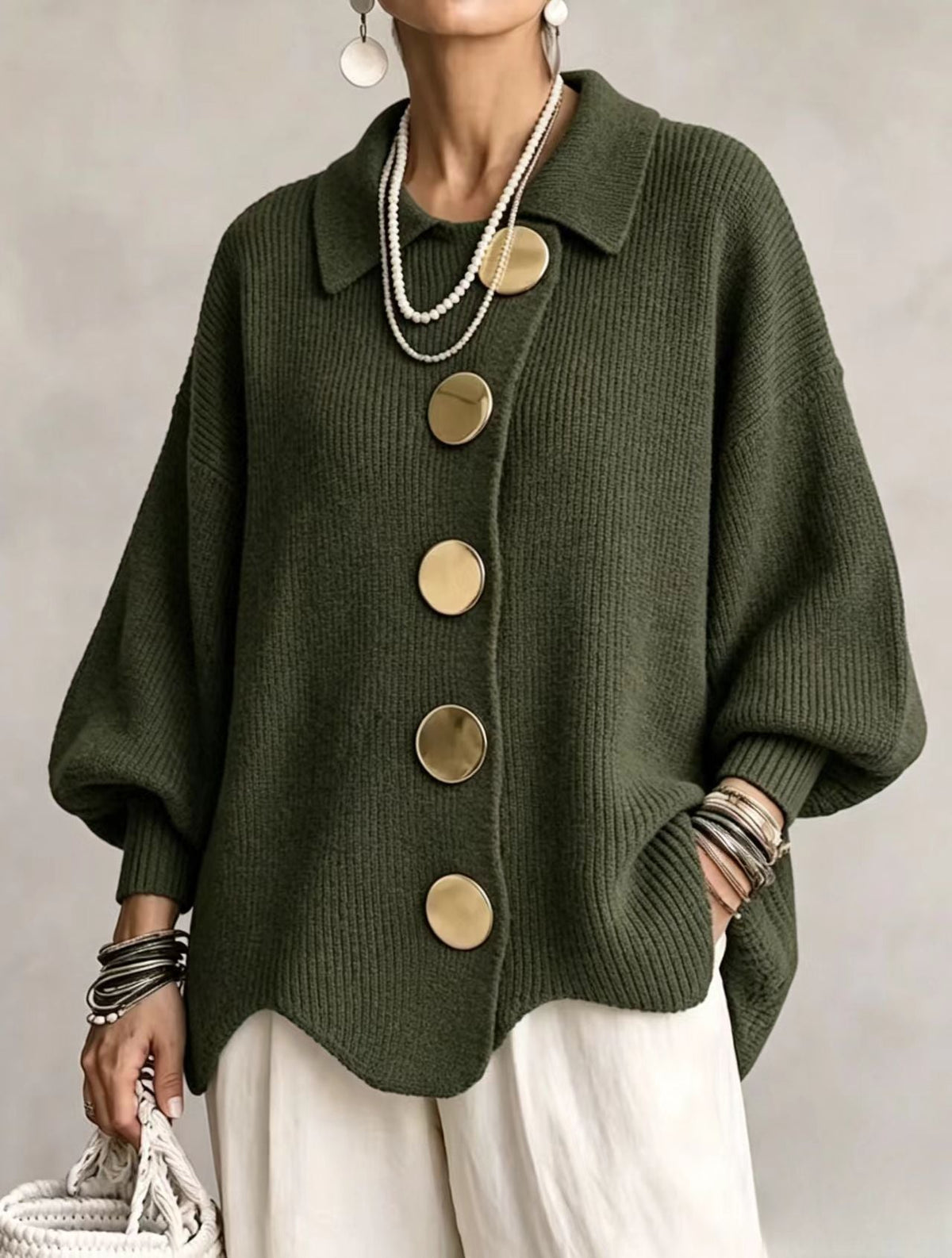Eleanor™ | Graceful Statement Button Knit
