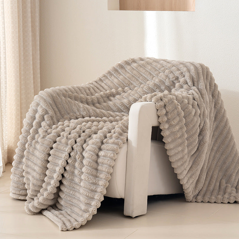 Tracy Ribbed Fleece Throw Blanket