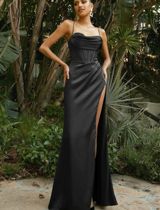 Natalie Satin Cowl Neck Maxi Dress with Side Split