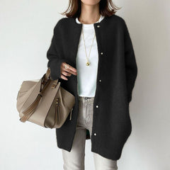 Leanne Soft Fluffy Knit Press Stud Jacket