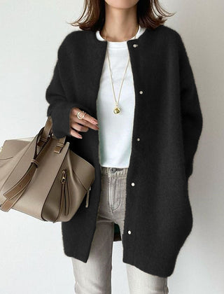 Leanne Soft Fluffy Knit Press Stud Jacket