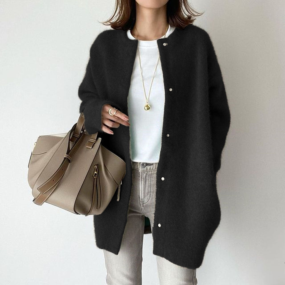 Leanne Soft Fluffy Knit Press Stud Jacket