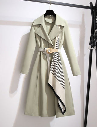 Ingrid Long Belted Trench Coat with Scarf