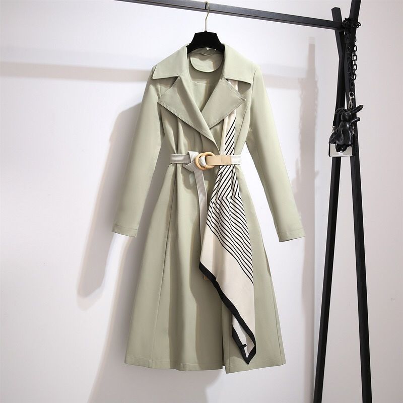 Ingrid Long Belted Trench Coat with Scarf