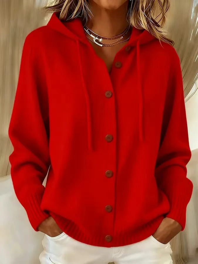 Bernice | Hooded Button-Front Knit Cardigan