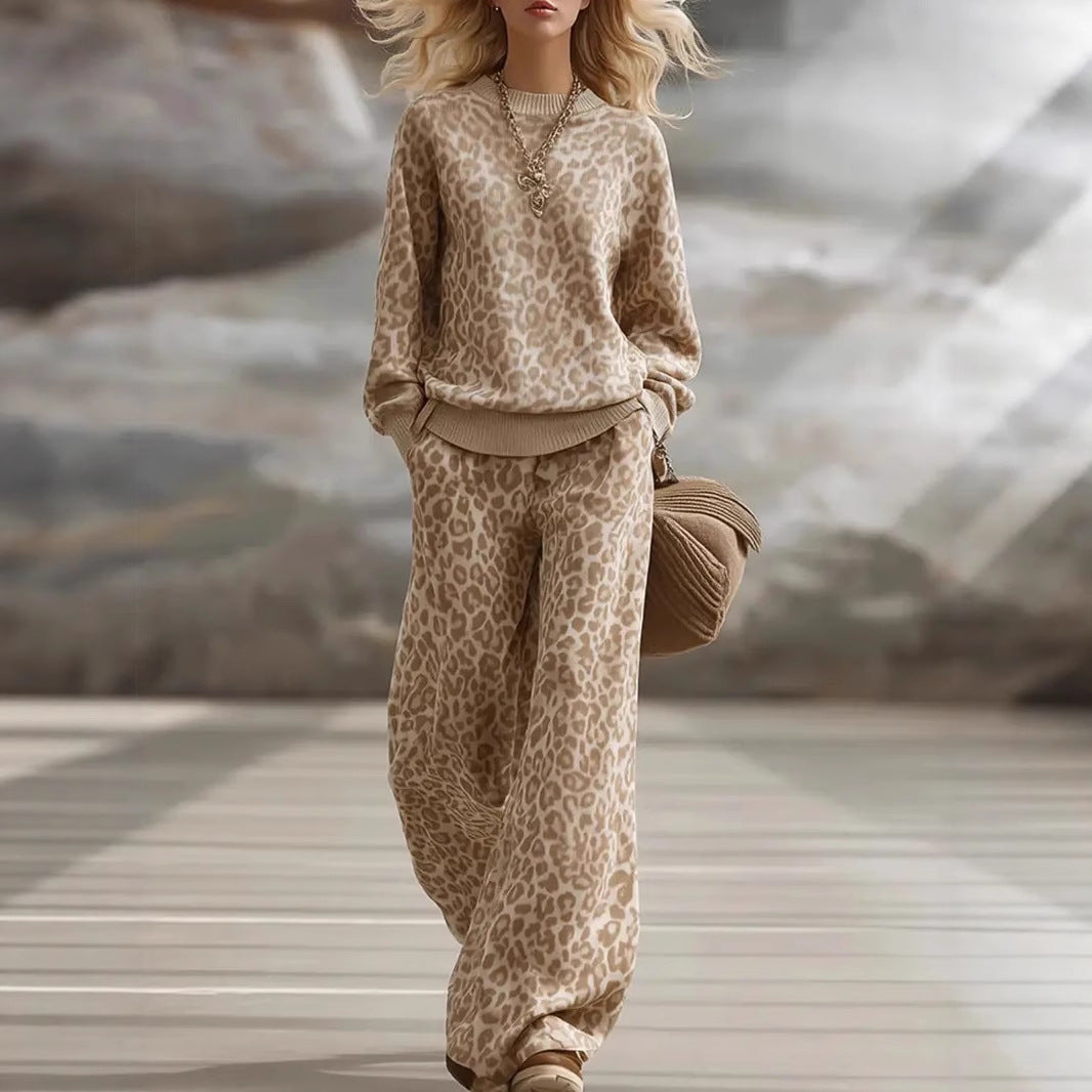 Hazel | Print Jumper and Wide-Leg Trouser Set