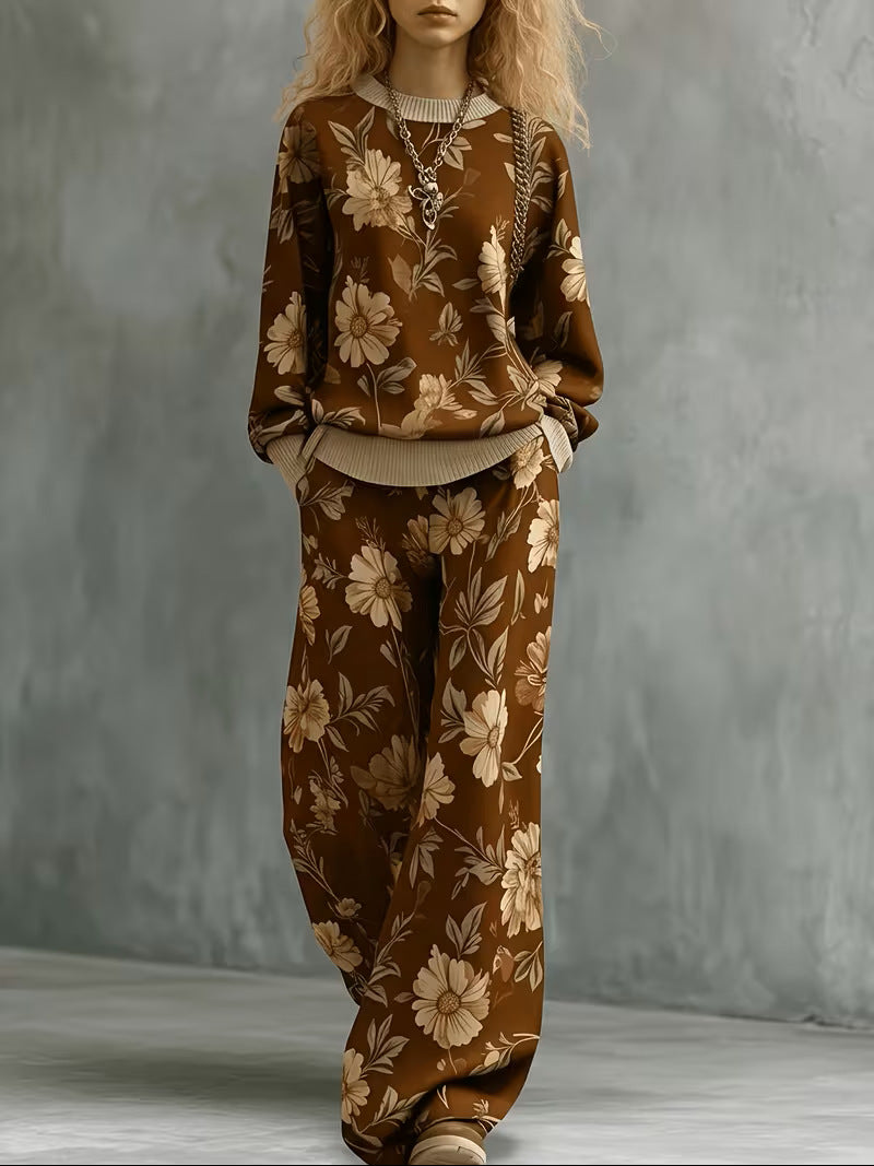Hazel | Print Jumper and Wide-Leg Trouser Set