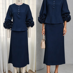 Rosemary | Rose Sleeve Top and Pencil Skirt Set