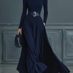 Gaynor | Roll Neck Fitted Waist Maxi Dress