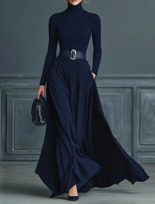 Gaynor | Roll Neck Fitted Waist Maxi Dress