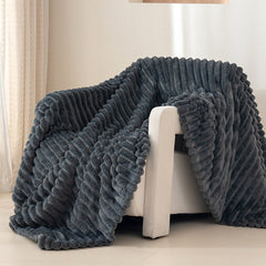 Tracy Ribbed Fleece Throw Blanket