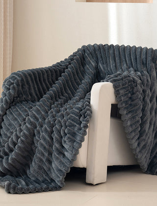 Tracy Ribbed Fleece Throw Blanket
