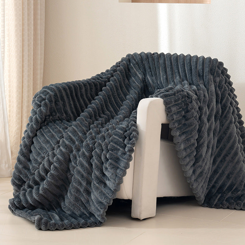 Tracy Ribbed Fleece Throw Blanket