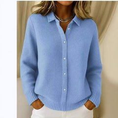 Beryl | Collared Button-Front Ribbed Cardigan