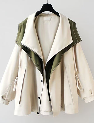 Della Hooded Contrast Zip Jacket in Cream