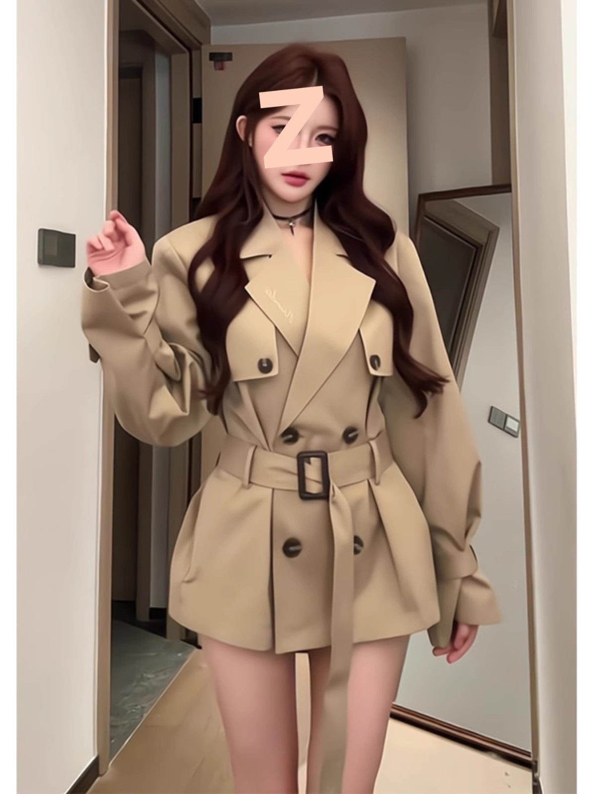 Roberta Short Double Breasted Belted Trench Coat