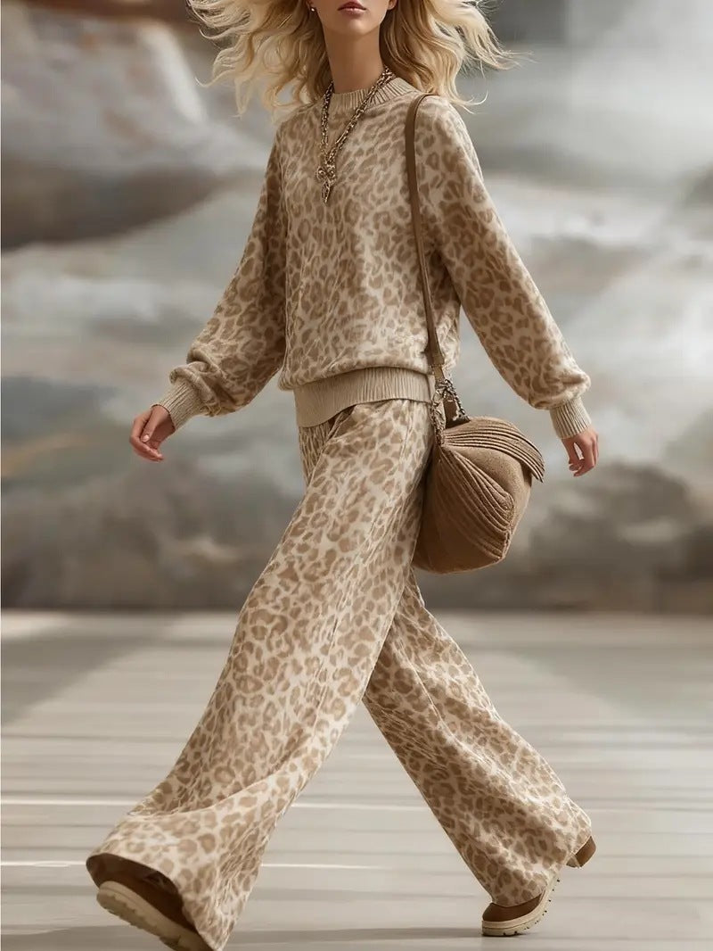 Hazel | Print Jumper and Wide-Leg Trouser Set