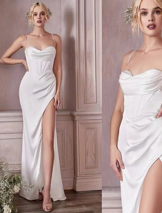 Natalie Satin Cowl Neck Maxi Dress with Side Split
