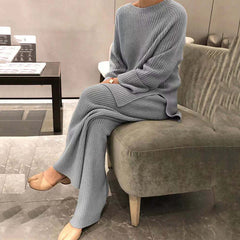 Bridget | Ribbed Knit Jumper and Wide-Leg Trouser Set
