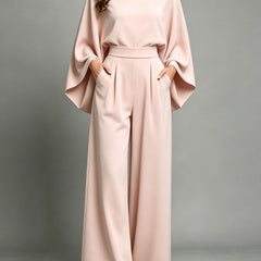 Miriam | High Neck Cape Sleeve Wide-Leg Set