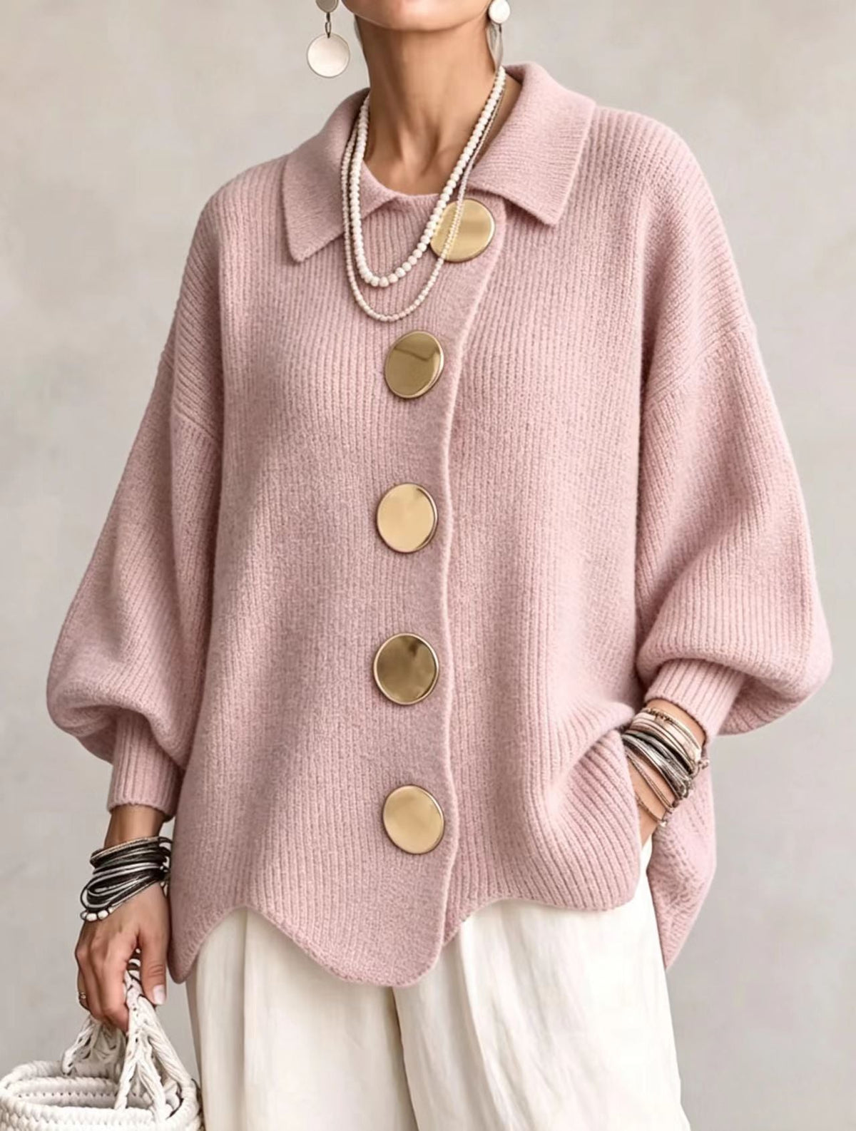 Eleanor™ | Graceful Statement Button Knit