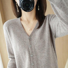 Tanya V-Neck Button Front Fine Knit Cardigan