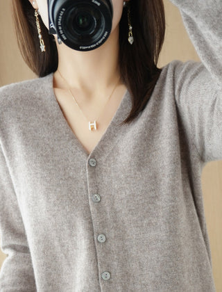 Tanya V-Neck Button Front Fine Knit Cardigan