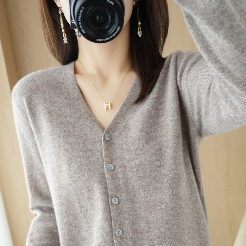 Tanya V-Neck Button Front Fine Knit Cardigan