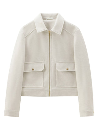 Kathryn Wool Look Zip Jacket with Flap Pockets