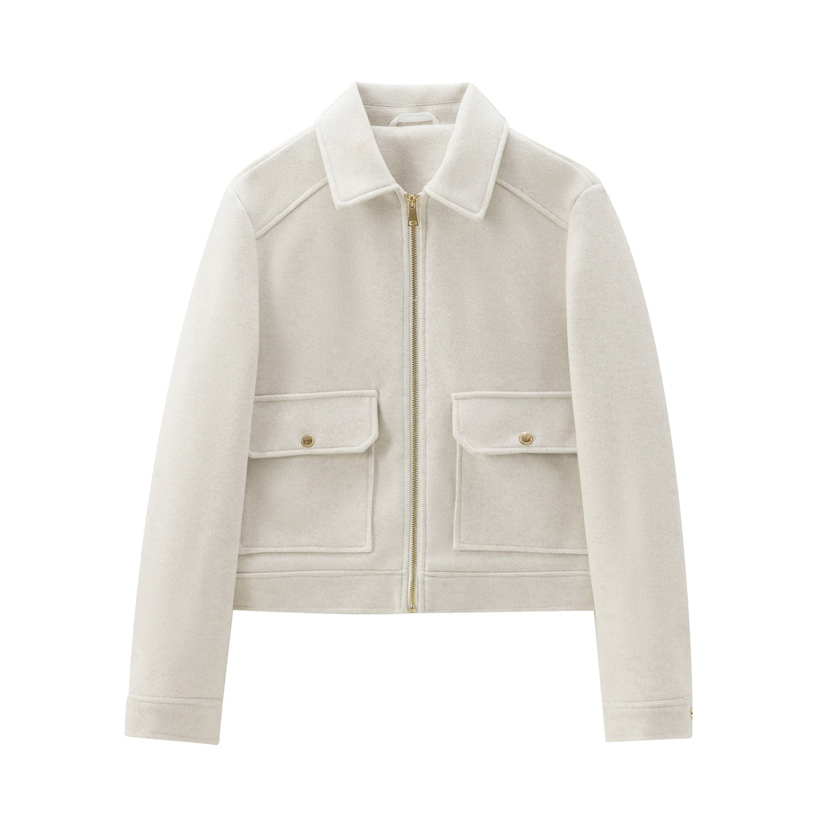 Kathryn Wool Look Zip Jacket with Flap Pockets