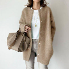 Leanne Soft Fluffy Knit Press Stud Jacket