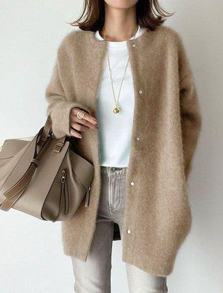 Leanne Soft Fluffy Knit Press Stud Jacket