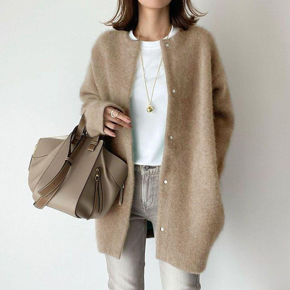 Leanne Soft Fluffy Knit Press Stud Jacket