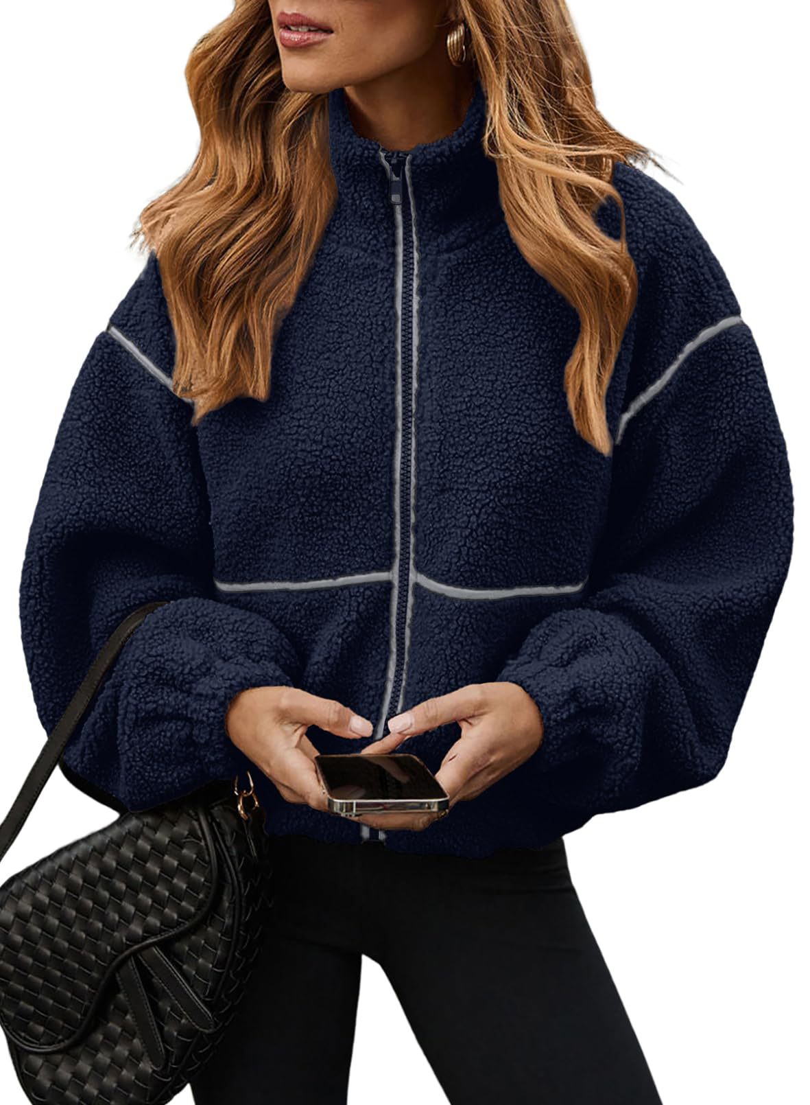 Kirsty Teddy Zip Jacket with Contrast Piping