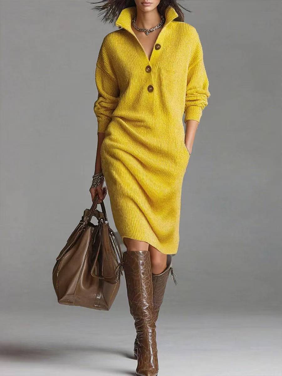 Deirdre | Polo Collar Knit Jumper Dress
