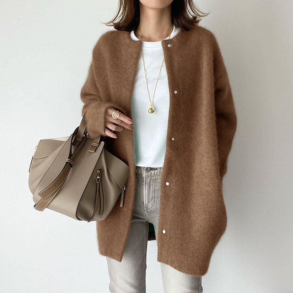 Leanne Soft Fluffy Knit Press Stud Jacket