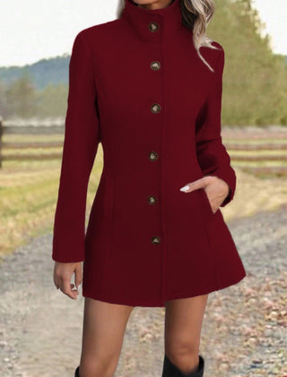 Kay Stand Collar Tailored Button Coat