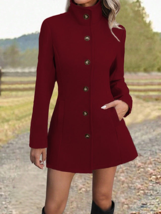 Kay Stand Collar Tailored Button Coat