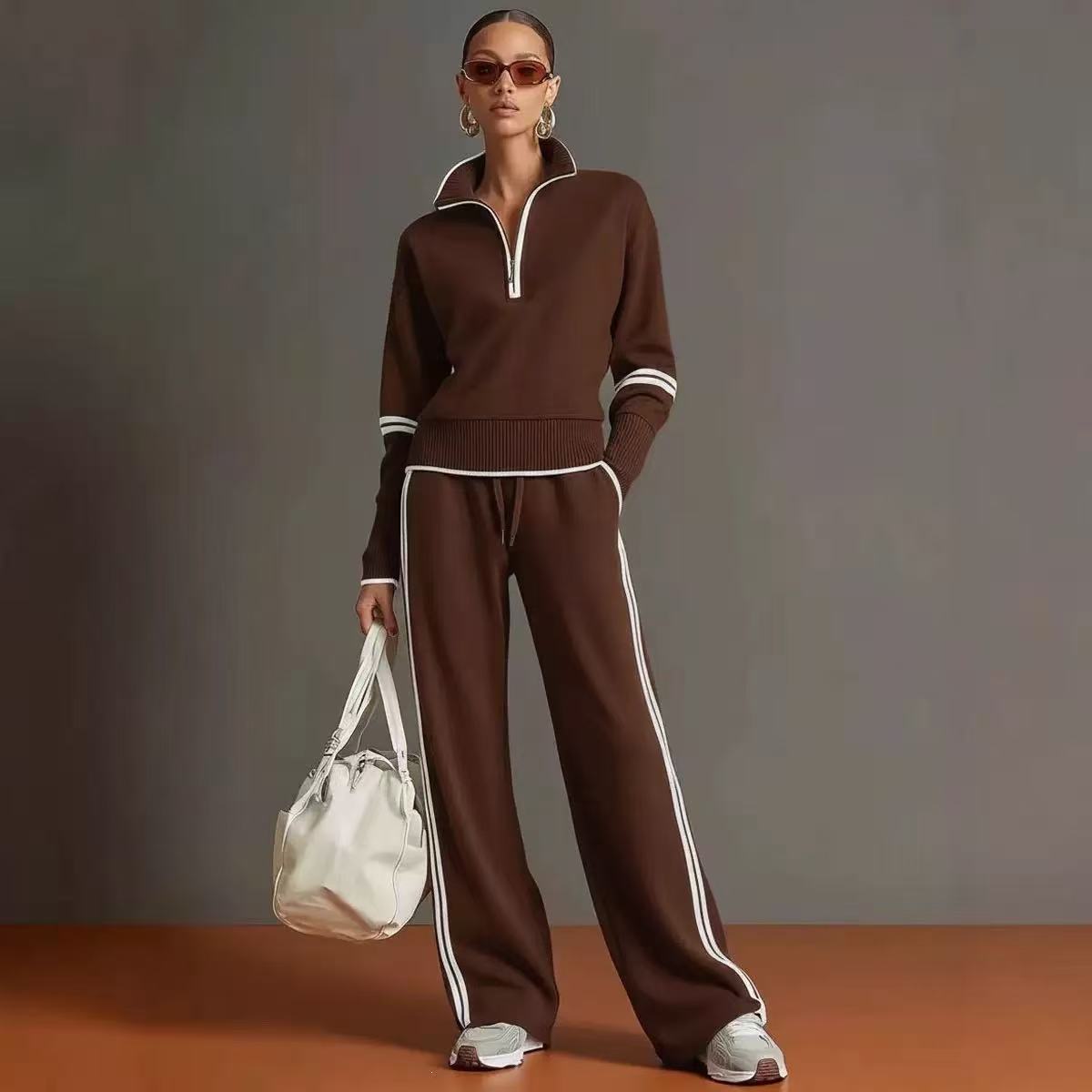 Rhona Half Zip Jumper and Wide Leg Trouser Set