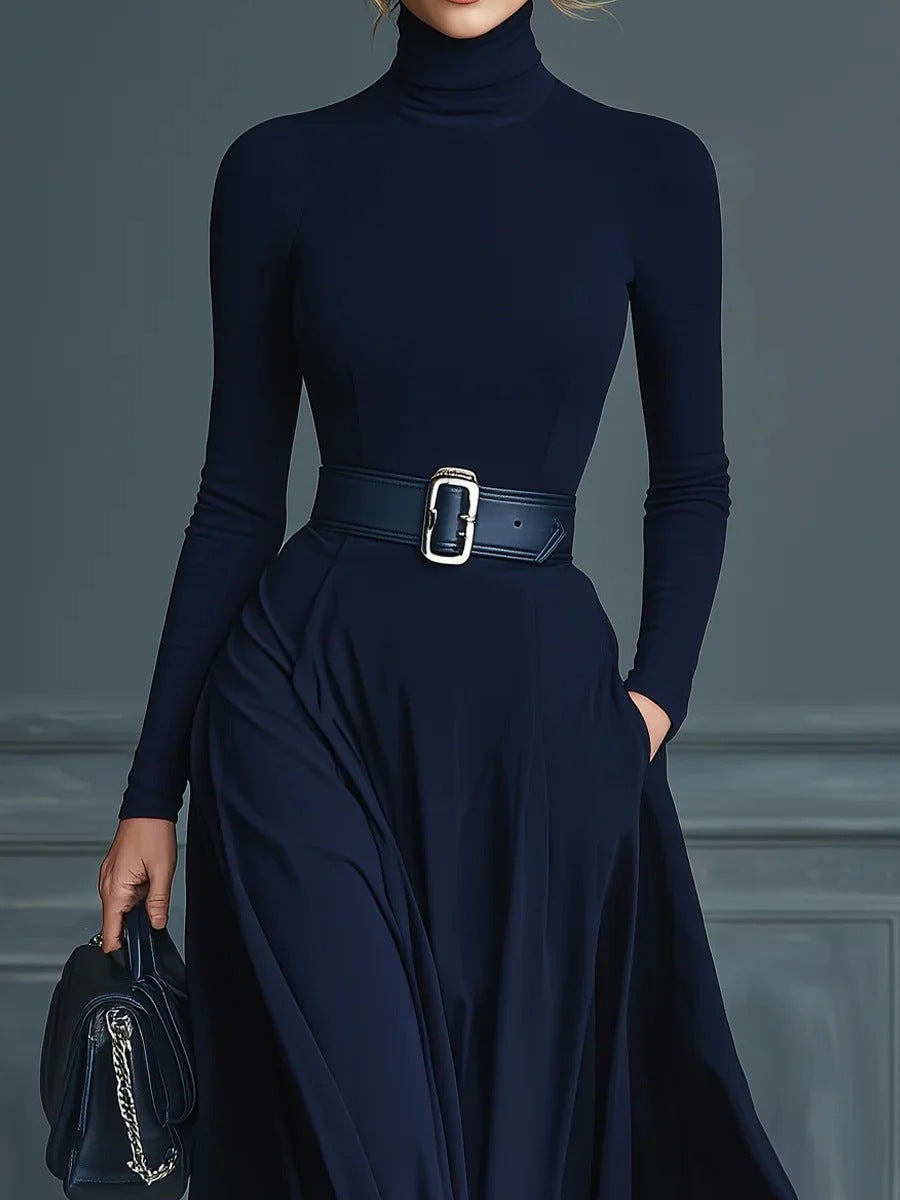Gaynor | Roll Neck Fitted Waist Maxi Dress