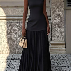 Jenny Boat Neck Knit Top and Pleated Maxi Skirt Set